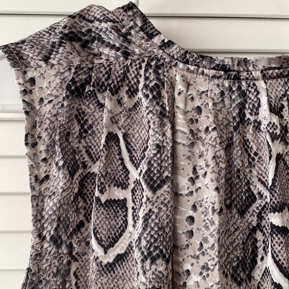 Multi Beige Python Snake Print High Low Blouse - Picture 3 of 8